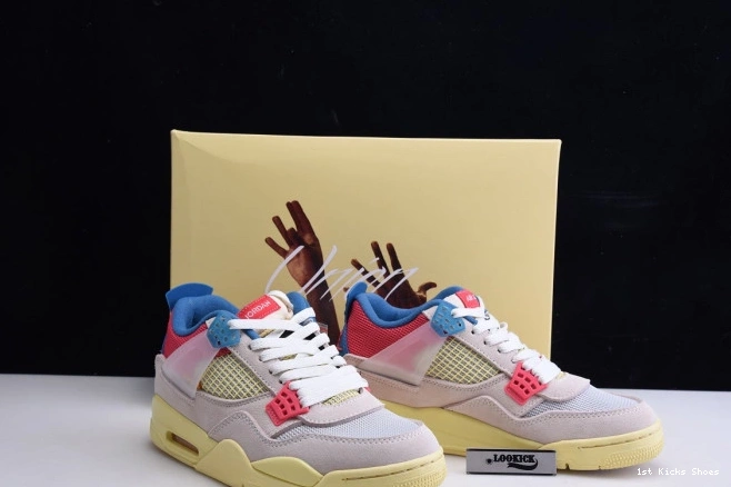 1st Kicks DC9533-800 Union Ice Guava Retro Jordan Air 4 0729